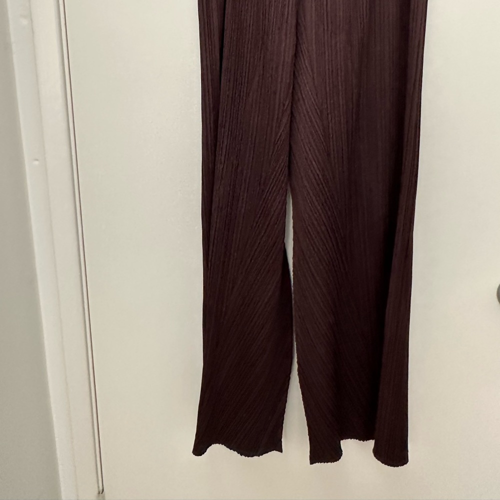 Issey Miyake Pleats Please pants. Chocolate brown.